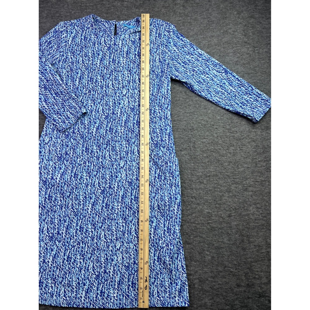 J.McLaughlin Catalina Cloth Sheath Dress Blue White Abstract Print Pockets S - Picture 8 of 12